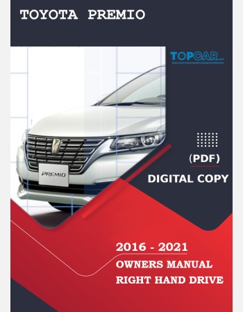 toyota premio 2016-2021 owners manual in english